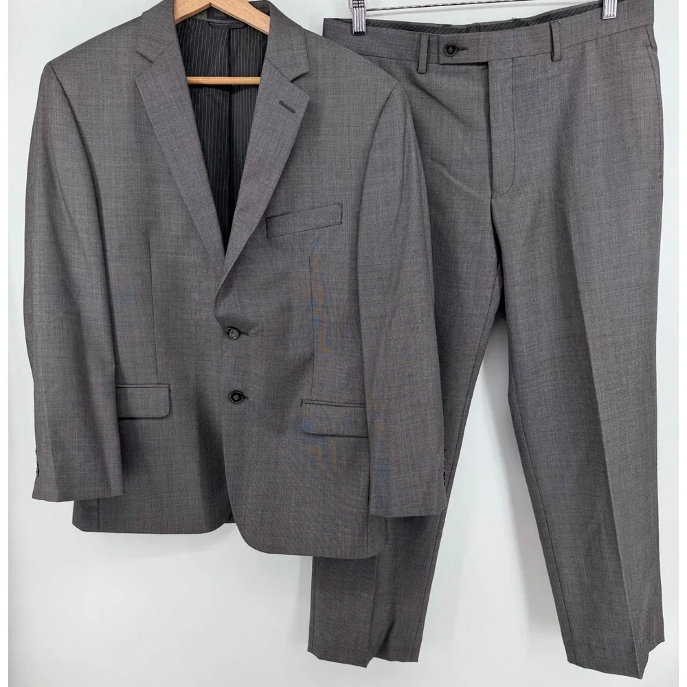 Calvin Klein Mens Slim Fit Grey 100% Wool 2 Piece Suit 38S 32W x 28L
